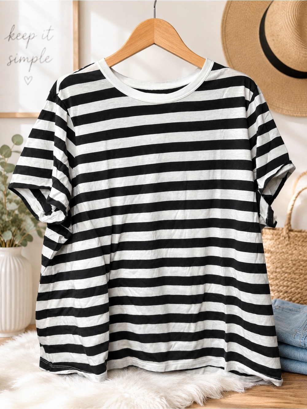 Classic Gray & White Everywear Striped Tee